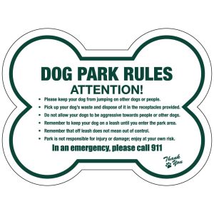 Dog Park Sign - Park Rules - Die-cut Bone