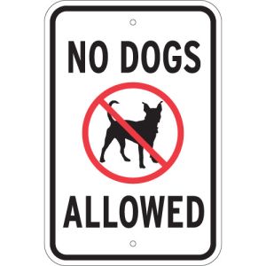 No Dogs Allowed Sign - Black, White, Red