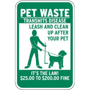 Pet Waste Signs - $25 to $200 Fine