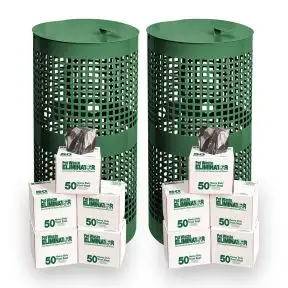 Steel Trash Cans and Liner Bundle