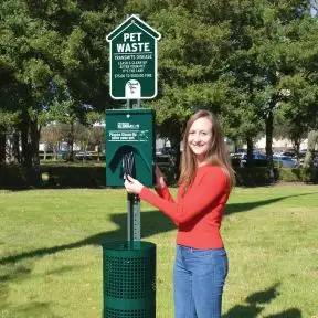 Metal Pet Waste Station - Dog House Sign
