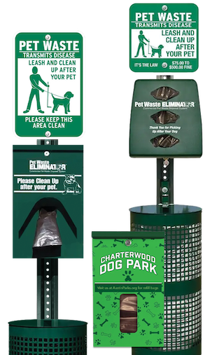 Custom Pet Waste Stations, Superior Pet Waste Stations, and Combo Pet Waste Stations Pet Waste Stations include sign, dispenser box, pole and trash can – available with semi-custom dispenser boxes.