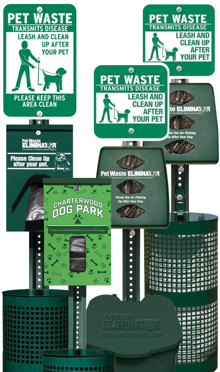 Combination, Plastic, Designer Dispenser and Metal Pet Waste Stations A pet waste station for every need and budget! Shop our large selection of lifetime guaranteed metal pet waste stations and budget plastic pet waste stations today!