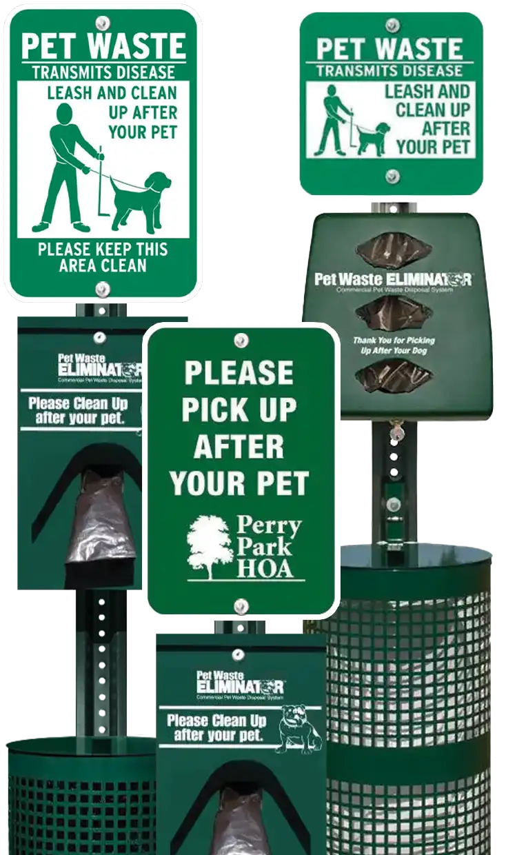 Metal, Custom and Combo Pet Waste Stations for HOAs and Gated Communities Combo Pet Waste Stations, Lifetime Guaranteed Superior Metal Pet Waste Stations and Custom Pet Waste Stations – a station for every need that can be personalized to fit your community’s aesthetic.