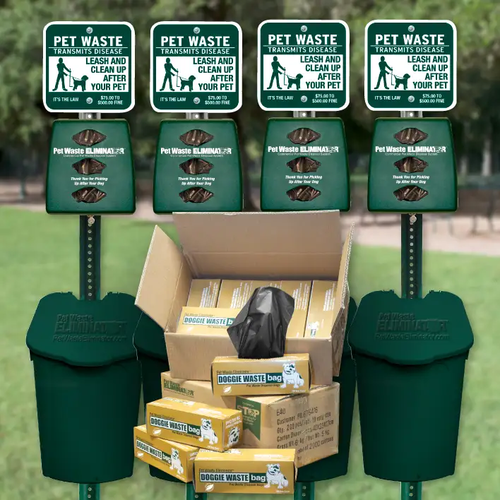 Top Plastic Bundle Sale &ndash; 4 Plastic Pet Waste Stations & 6000 pet waste bags.